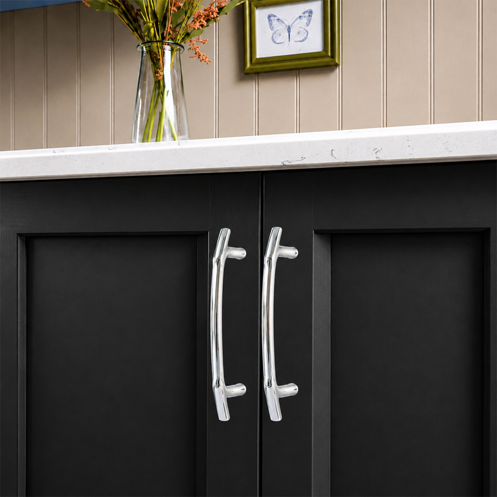 Spira Brass Bamboo Polished Chrome Cabinet Pull Handle 270mm Image 2