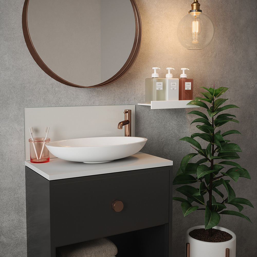 Silk Grey Glass Bathroom Splashback 500 x 250 x 4mm Image 4