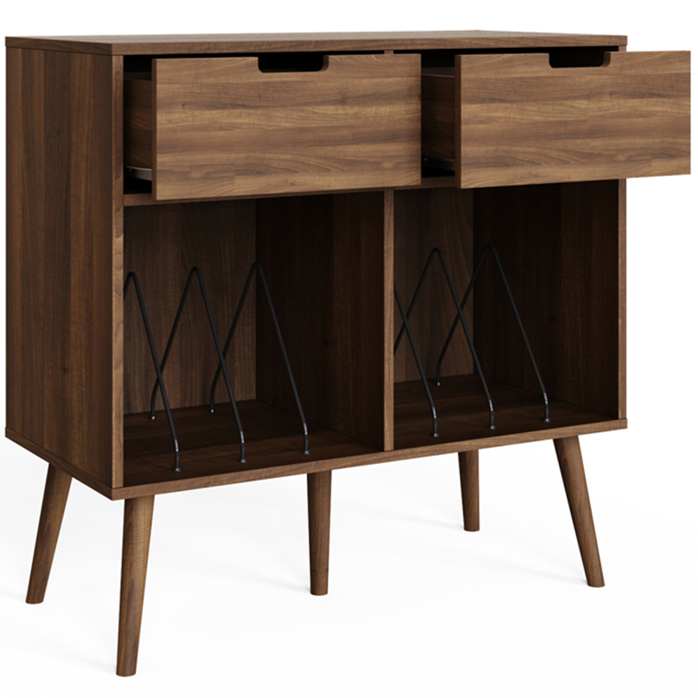 GFW Jaxon 2 Drawer 2 Shelf Walnut Turntable Stand Image 3
