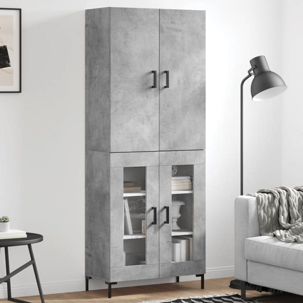 vidaXL 4 Door Concrete Grey Highboard Image 1