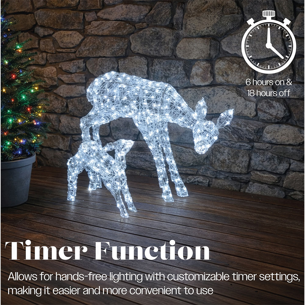 Xmas Haus 230 Bright LED Acrylic Mother and Baby Deer Christmas Decoration Image 7