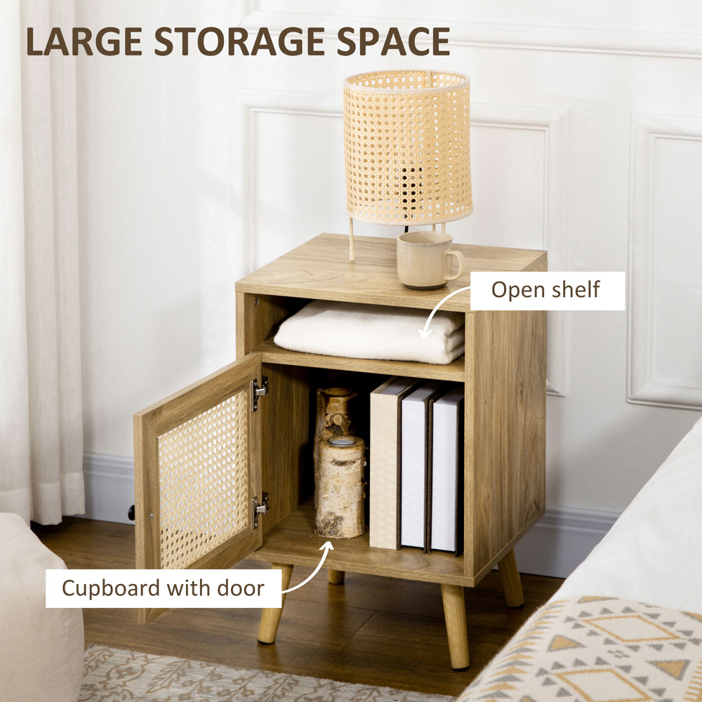 Portland Single Door Natural Rattan Bedside Table Set of 2 Image 5