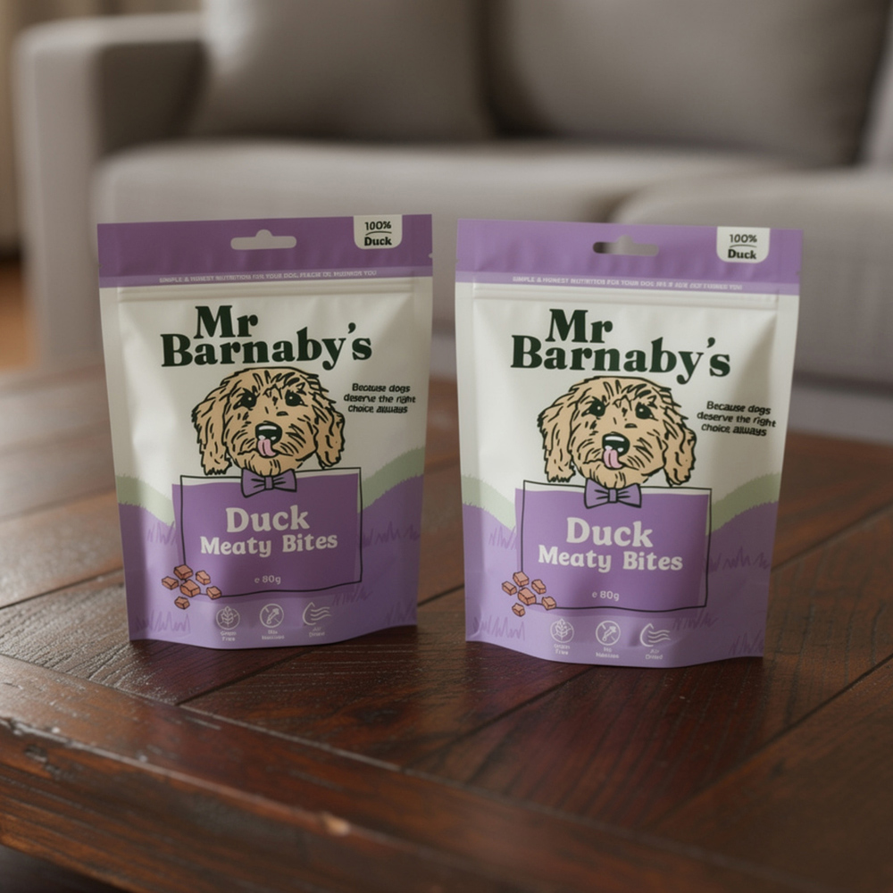 Mr Barnaby's Duck Meaty Bites Dog Treats 80g 2 Pack Image 2