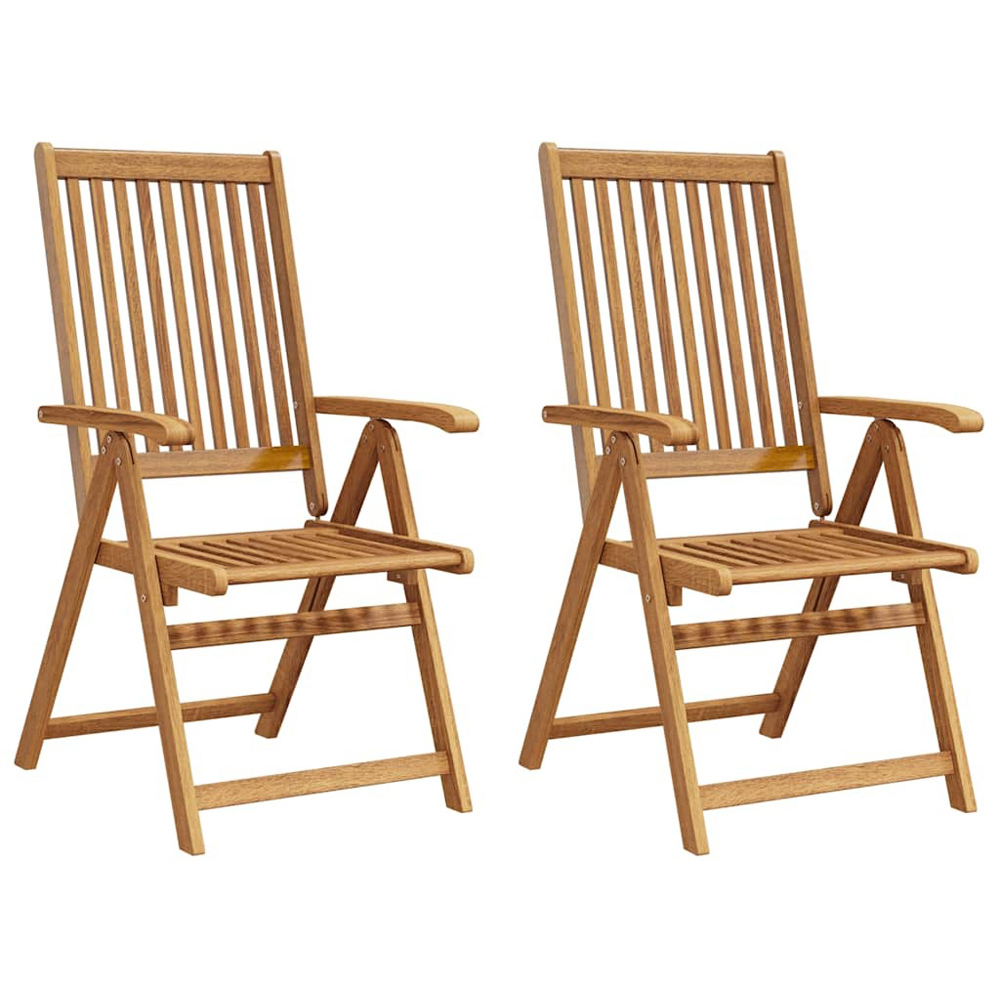 Walplus Set of 2 Solid Acacia Wood Brown Folding Chair Image 3