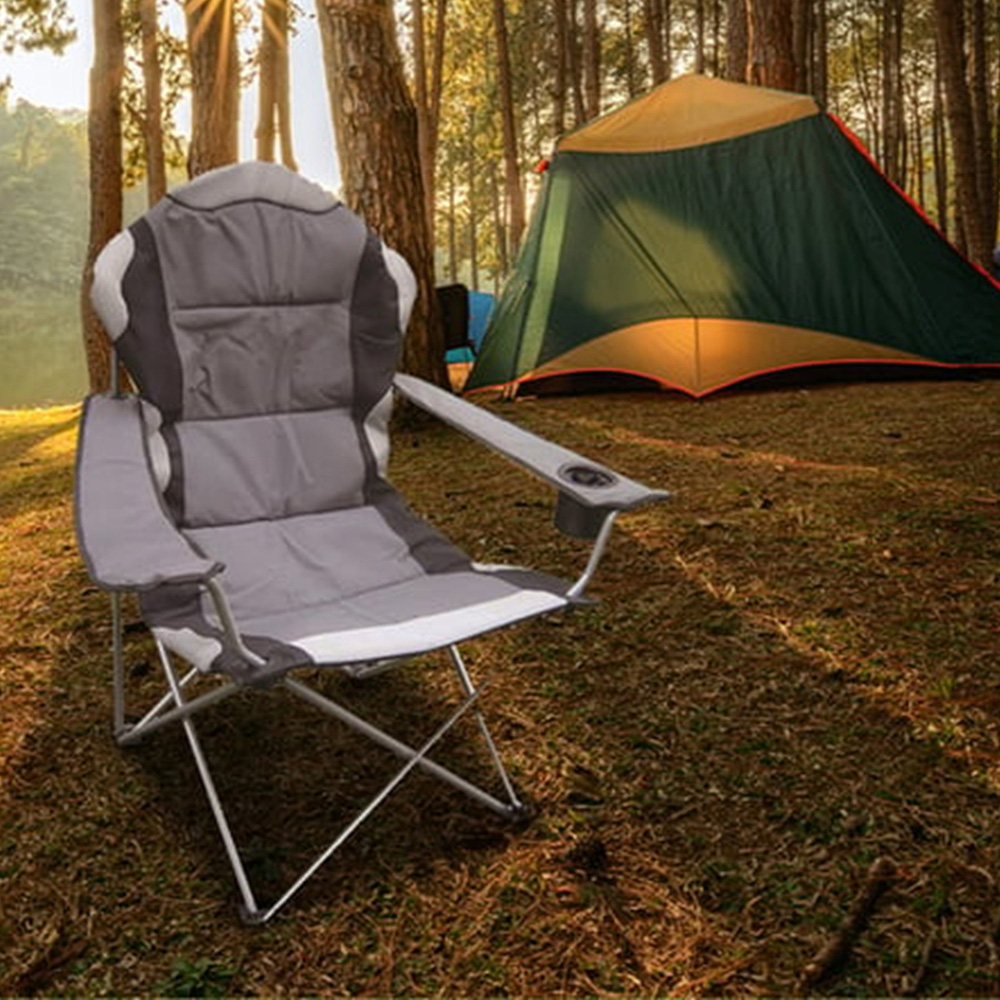 Gr8 Garden Deluxe Grey and Black Folding Camping Chair Image 2