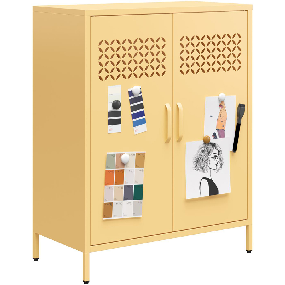 Dorel Annie 2 Door Deep Sun Yellow Metal Cabinet Image 5