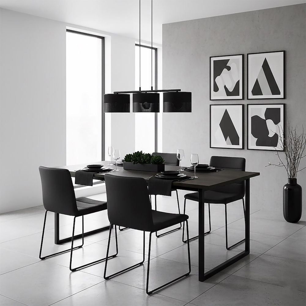 Emibig Karbon 3 Light Cylindrical Shade Black E27 Ceiling Pendant Light Image 5