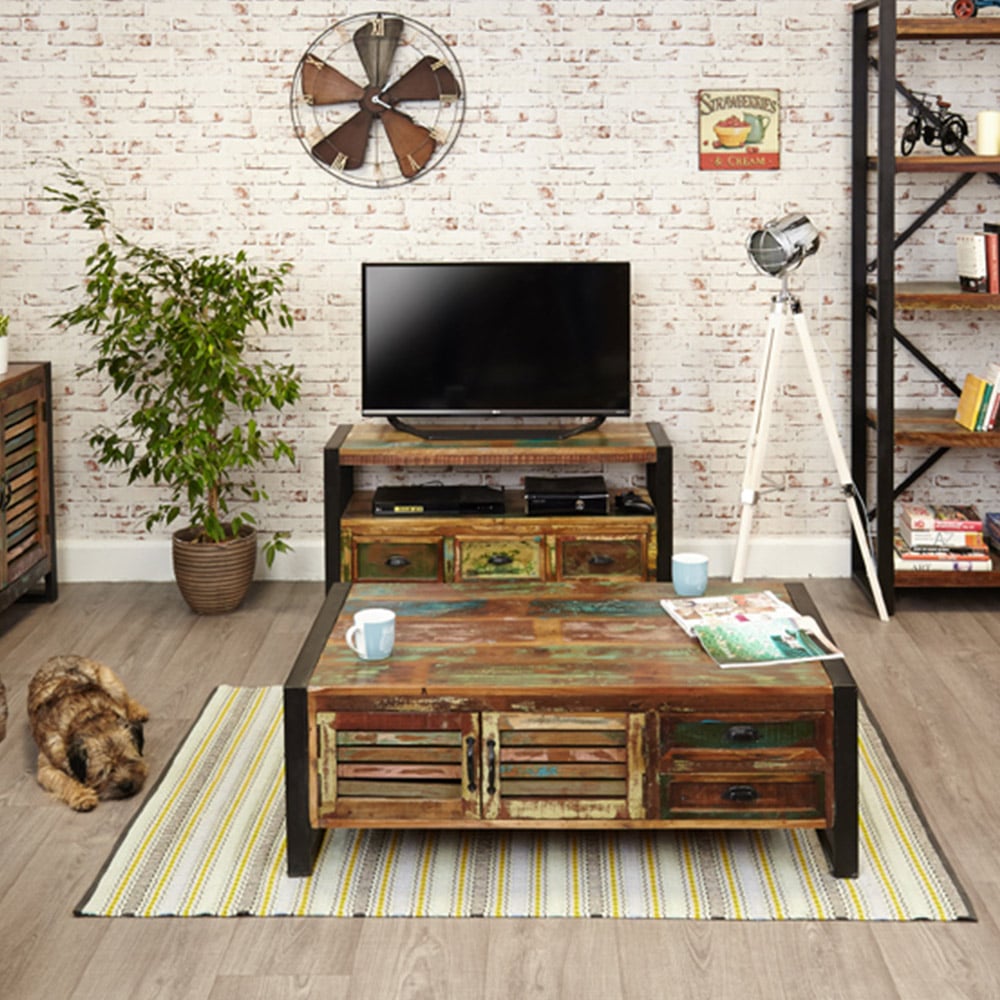 Baumhaus Urban Chic 3 Drawer Single Shelf TV Unit Image 5