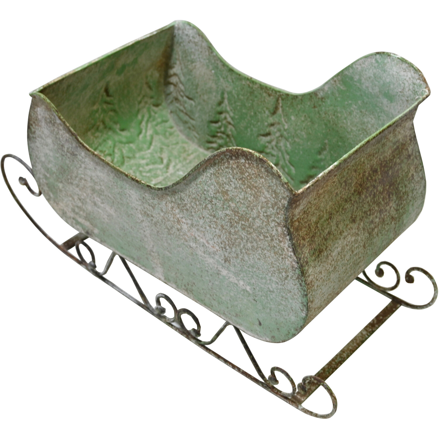 Rustic Metal Sleigh Green Image 3