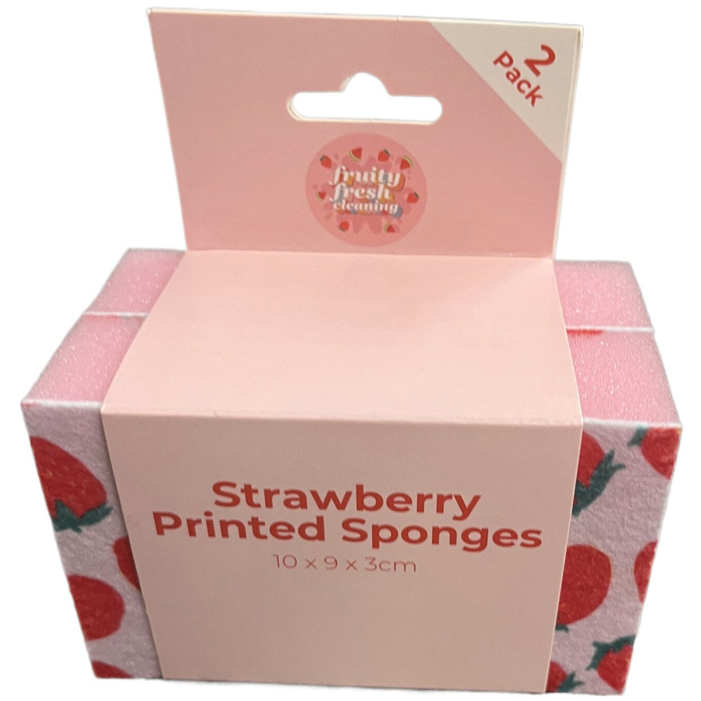 Pack of 2 Strawberry Printed Sponges - Pink Image 1