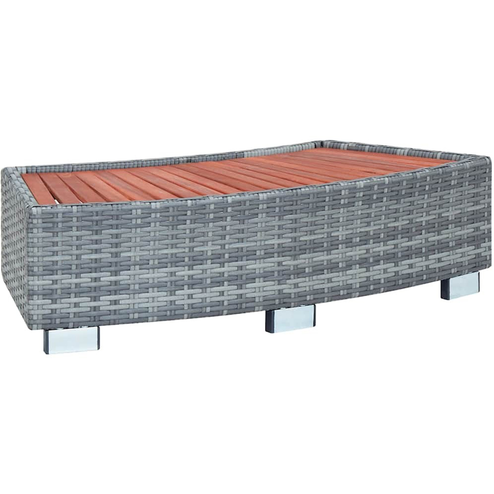 Walplus Grey PE Rattan and Eucalyptus Wood Spa Step Image 1