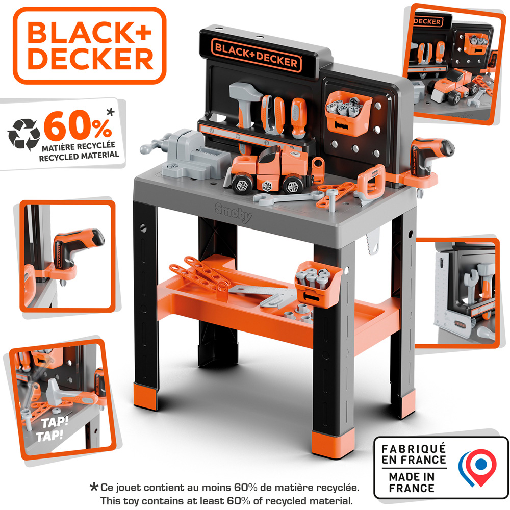 Smoby Black and Decker Kids Bricolo Pro Workbench with Tools and Storage Image 6