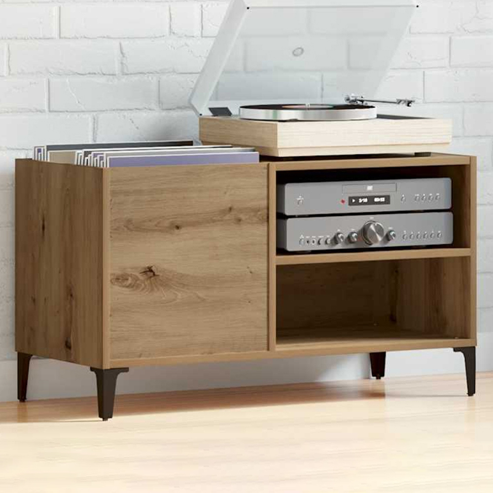 vidaXL 2 Shelf Artisan Oak Record Cabinet Image 1