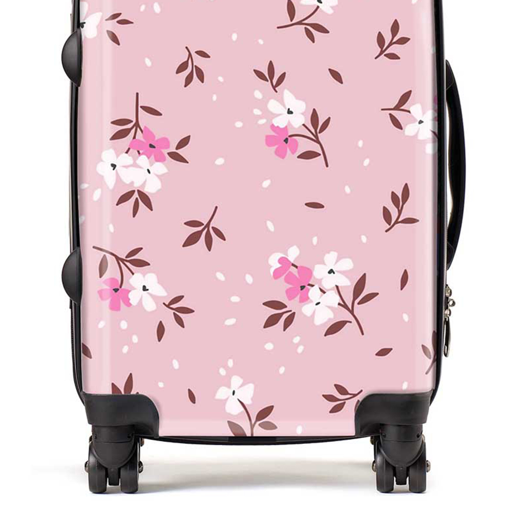 Warren Reed Designer Cabin Pretty Pink Flower Pattern Suitcase Image 2