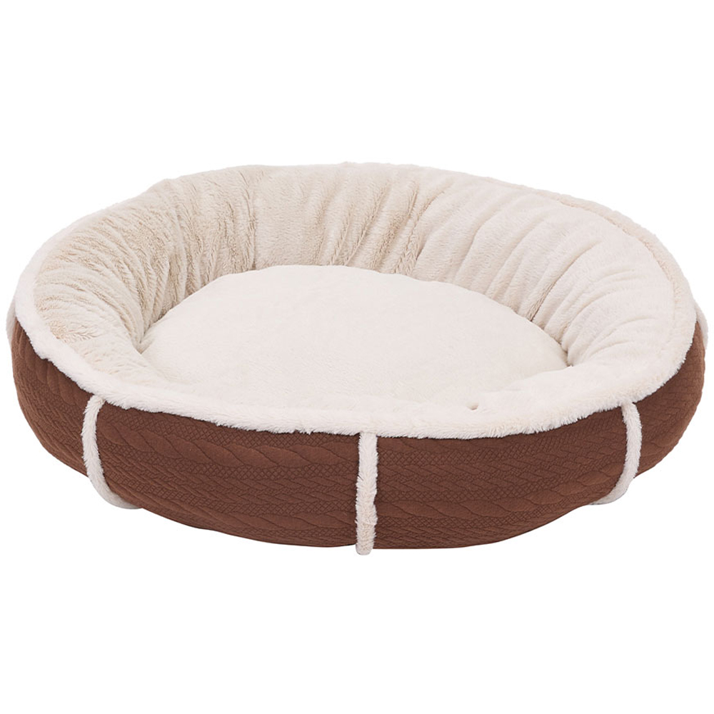 H&O Direct 60cm Dark Brown Plush Warm Pet Bed with Anti-Slip Bottom Image 1