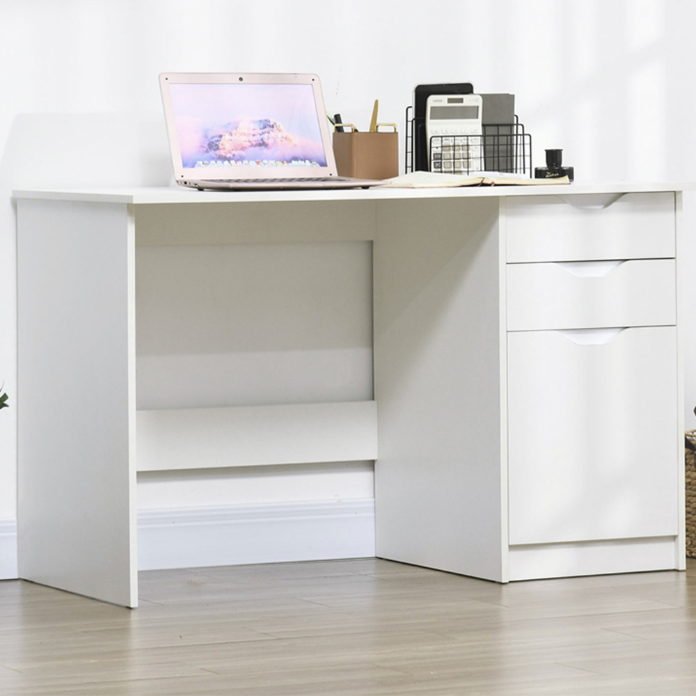 Portland Computer Desk with Drawers White High Gloss Image 1