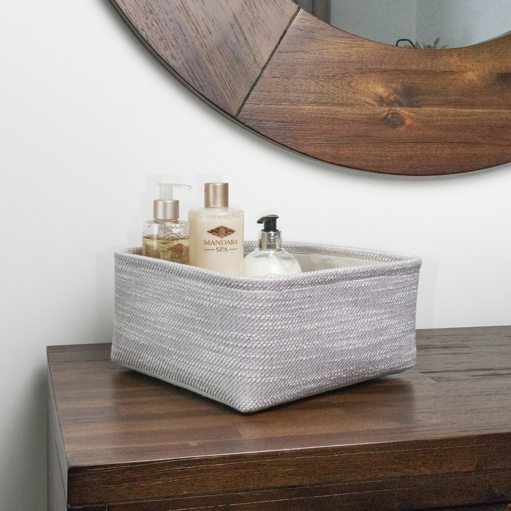 JVL Serena Light Grey Square Storage Basket 3 Pack Image 2