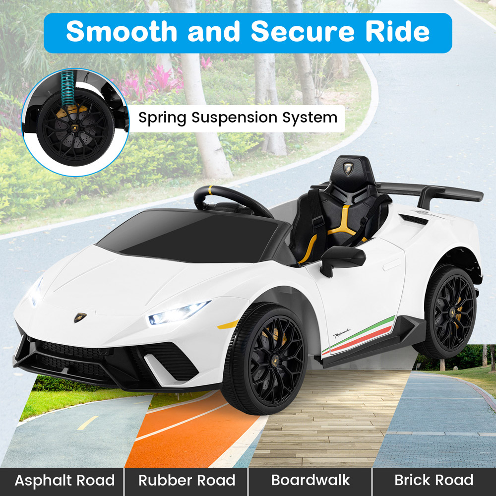 Costway White Kids Ride On Lamborghini Car with Remote Control Image 7