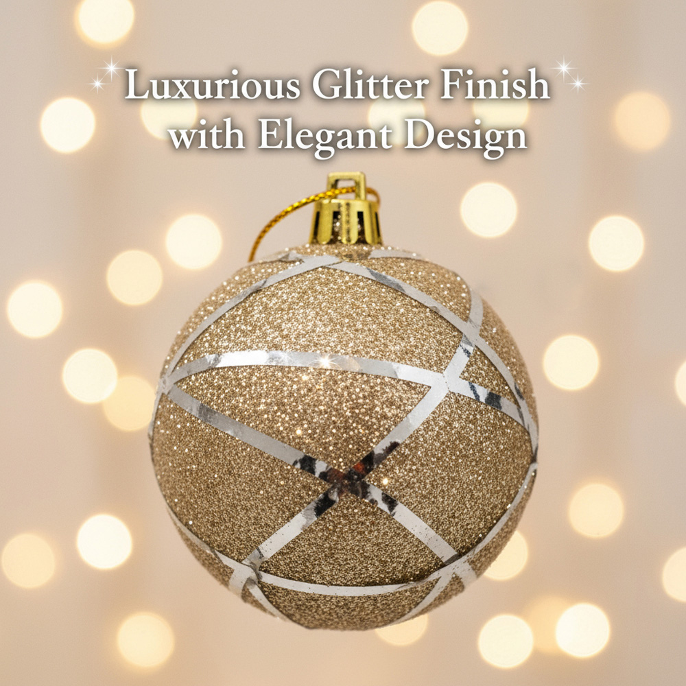 Shatchi Silver Glittered Soft Foam Shatterproof Bauble 12 Pack Image 7