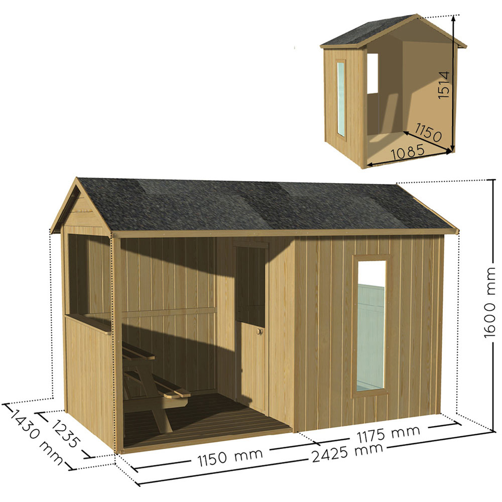 Soulet Jazz 8 x 5ft Kids Wooden Playhouse with Canopy and Bench Image 9