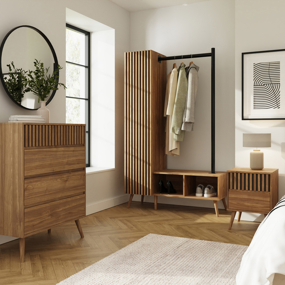 GFW Rowan 2 Drawer Oak Slatted Bedside Table Image 8
