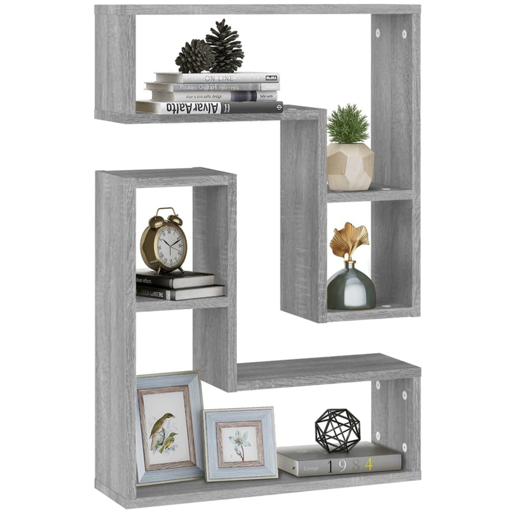 vidaXL 50 x 15 x 50cm Set of 2 Grey Sonoma Wall Shelf Image 2