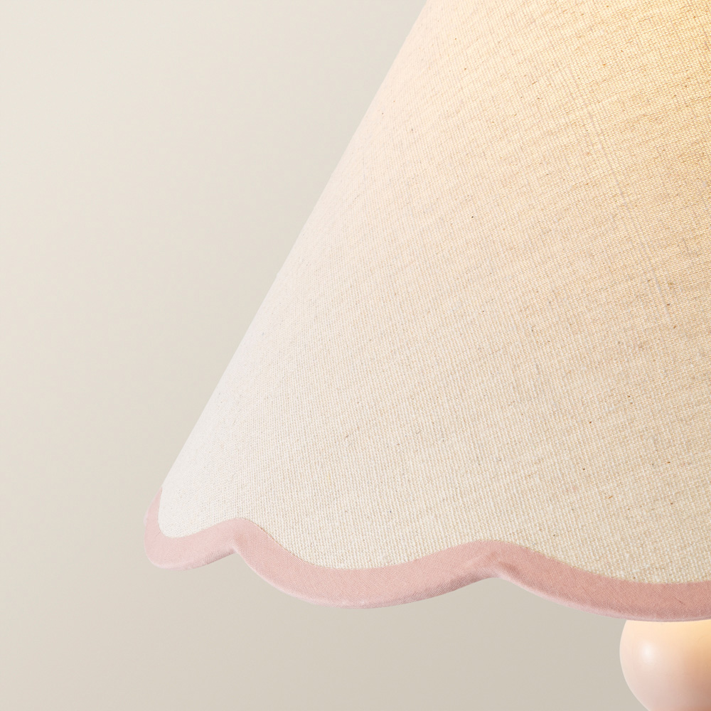 ValueLights Bobbins Pink Scallop Shade Rose Pink LED Floor Lamp Image 3