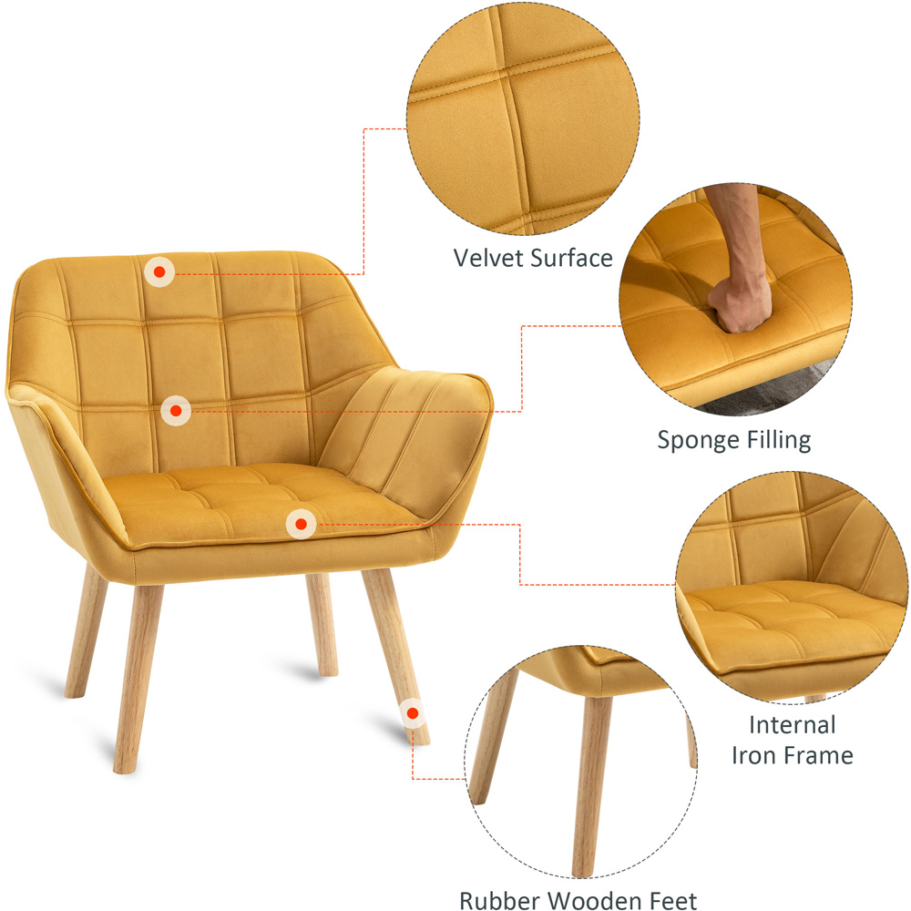 Portland Yellow Velvet Touch Armchair Image 4