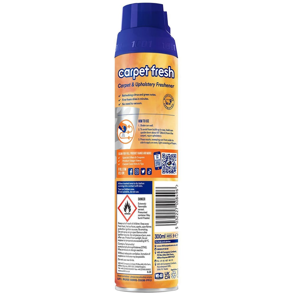1001 Carpet Fresh Feel Energised Upholstery Odour Remover Spray 300ml 6 Pack Image 4