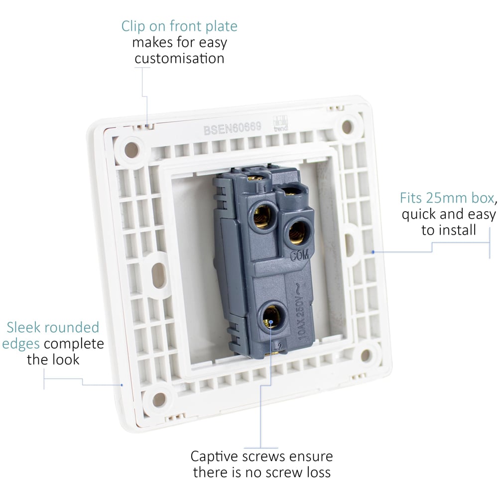 Trendi Switch 1 Gang 1 or 2 Way Sky Blue Rocker Light Switch 2 Pack Image 4