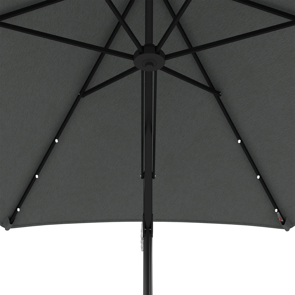 Outsunny Dark Grey Solar LED Cantilever Parasol with Cross Base 3m Image 3