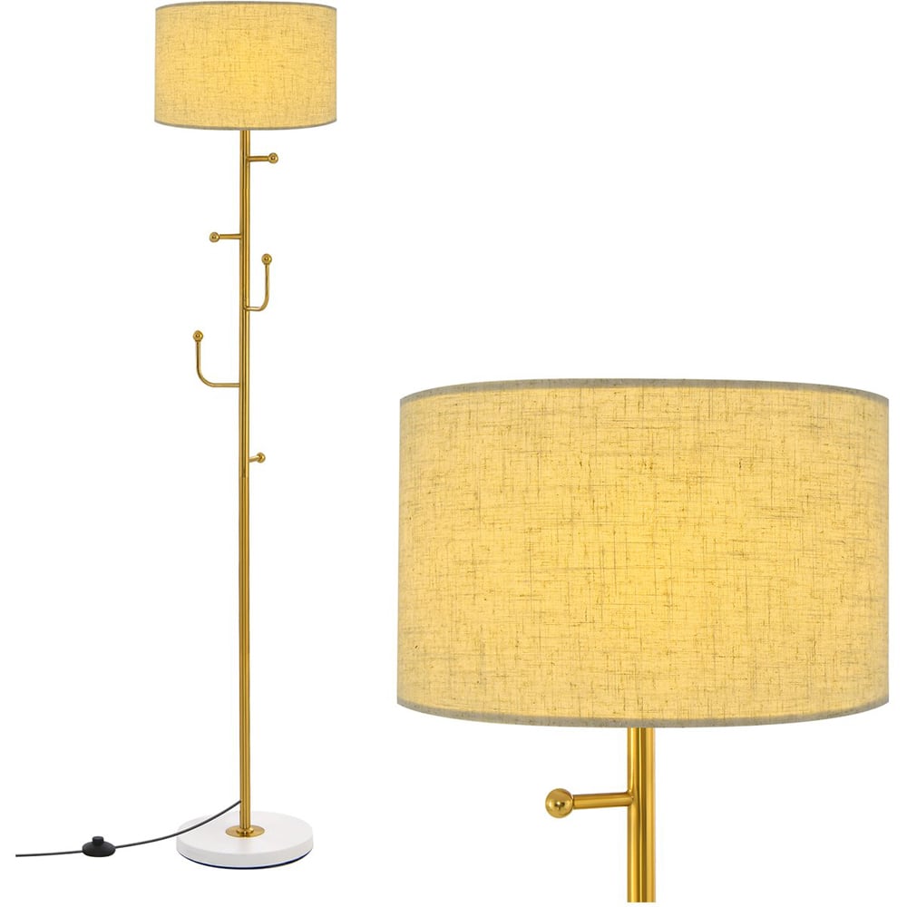 Costway Linen Lampshade Freestanding Floor Lamp with Coat Rack Image 3