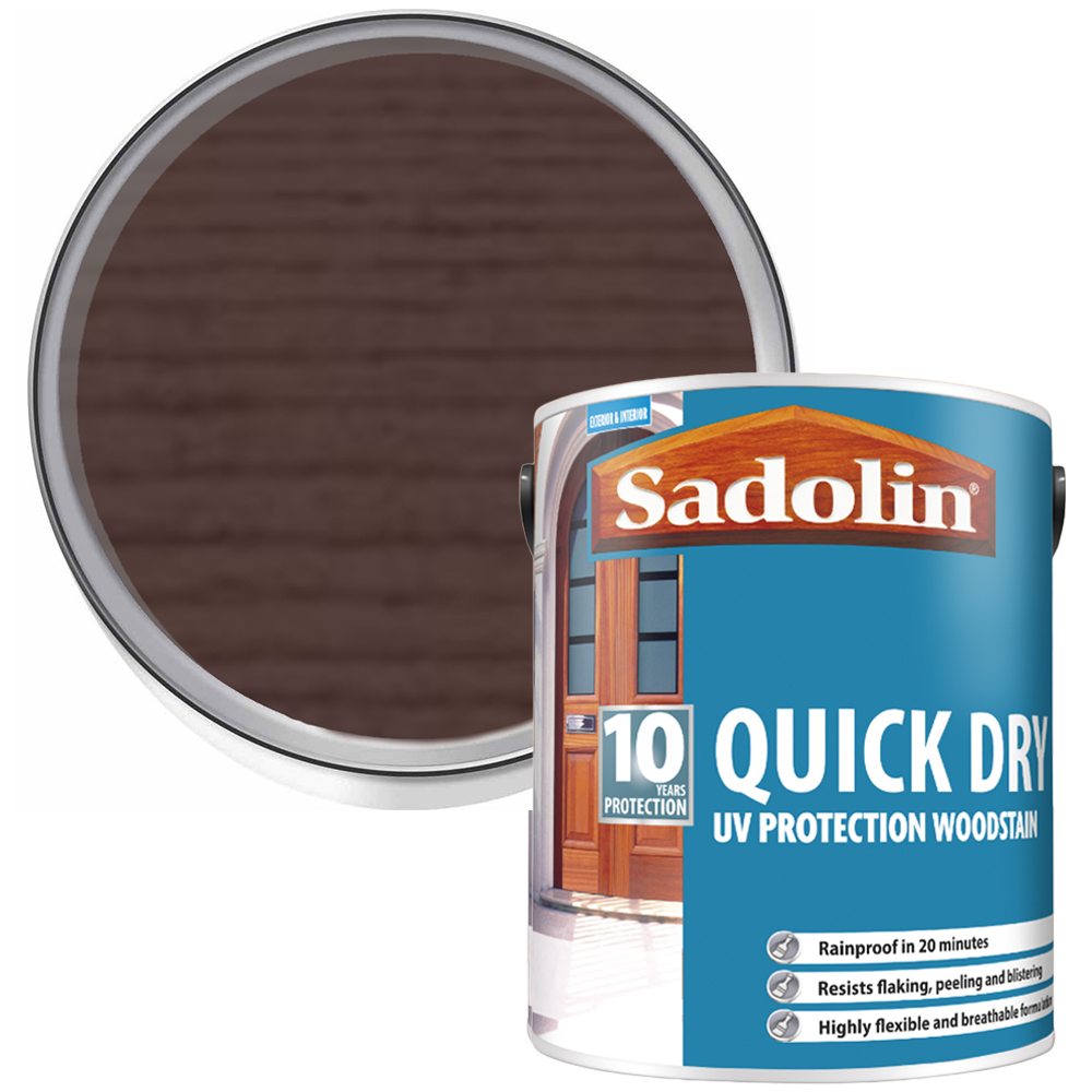 Sadolin Quick Dry 10 Year Jacobean Walnut Woodstain 5L Image 1