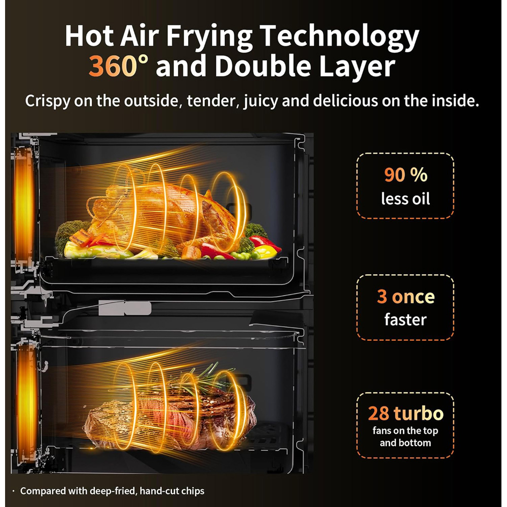 Alivio Black Dual Basket 10L Digital Air Fryer with Smart Touch 1700W Image 8