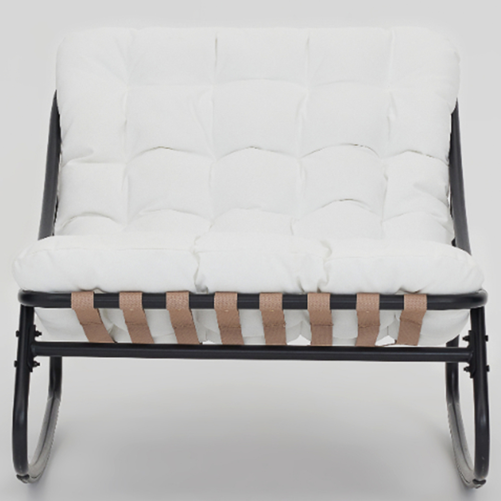 Home Detail Marbella Black Rocking Chair with Ivory Cushions Image 4