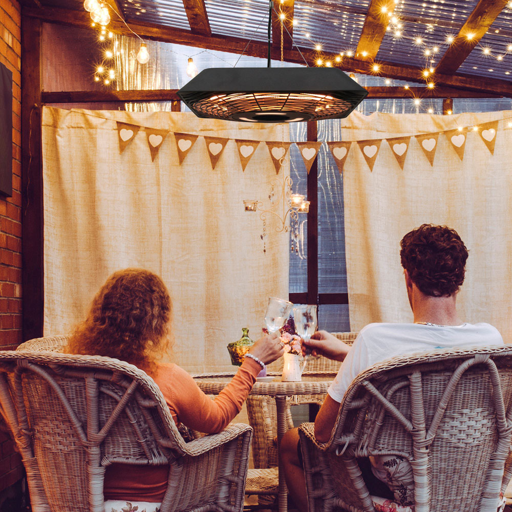 Outsunny Patio Hanging Electric Halogen Heater with LED 2000W Image 2