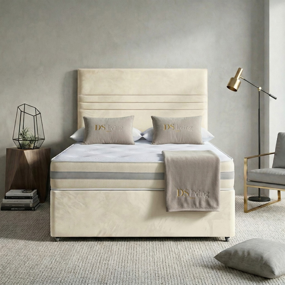 DS Living Harrington Super King Size Cream Plush Divan Bed Image 3