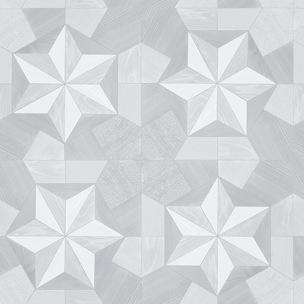 Galerie Organic Textures Stars On Wooden Tiles Silver Grey Wallpaper Image 1