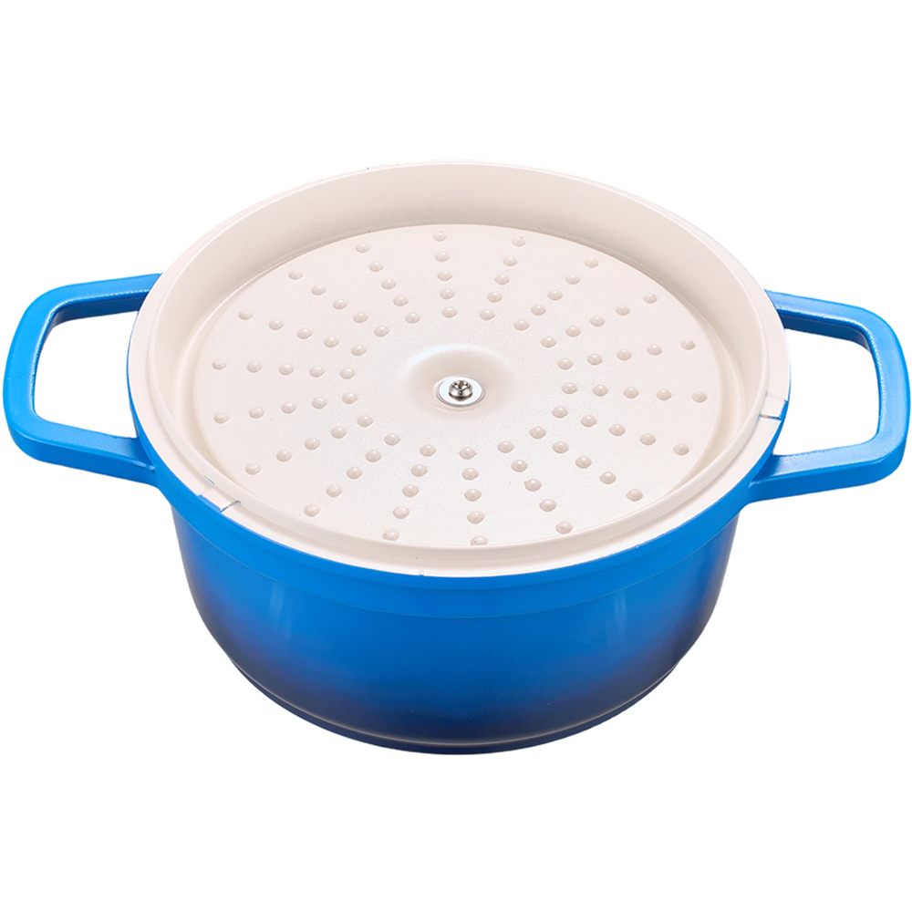Living and Home 2.75L Blue Non-Stick Cast Aluminium Enamelled Cooking Pot with Lid Image 3