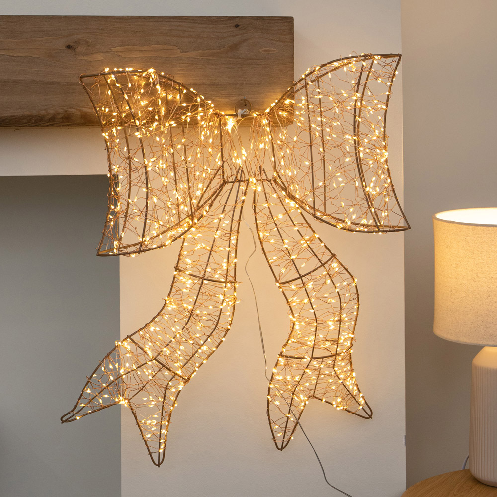Samuel Alexander 960 Warm White LED Light-Up Christmas Galaxy Bow 58cm Image 1
