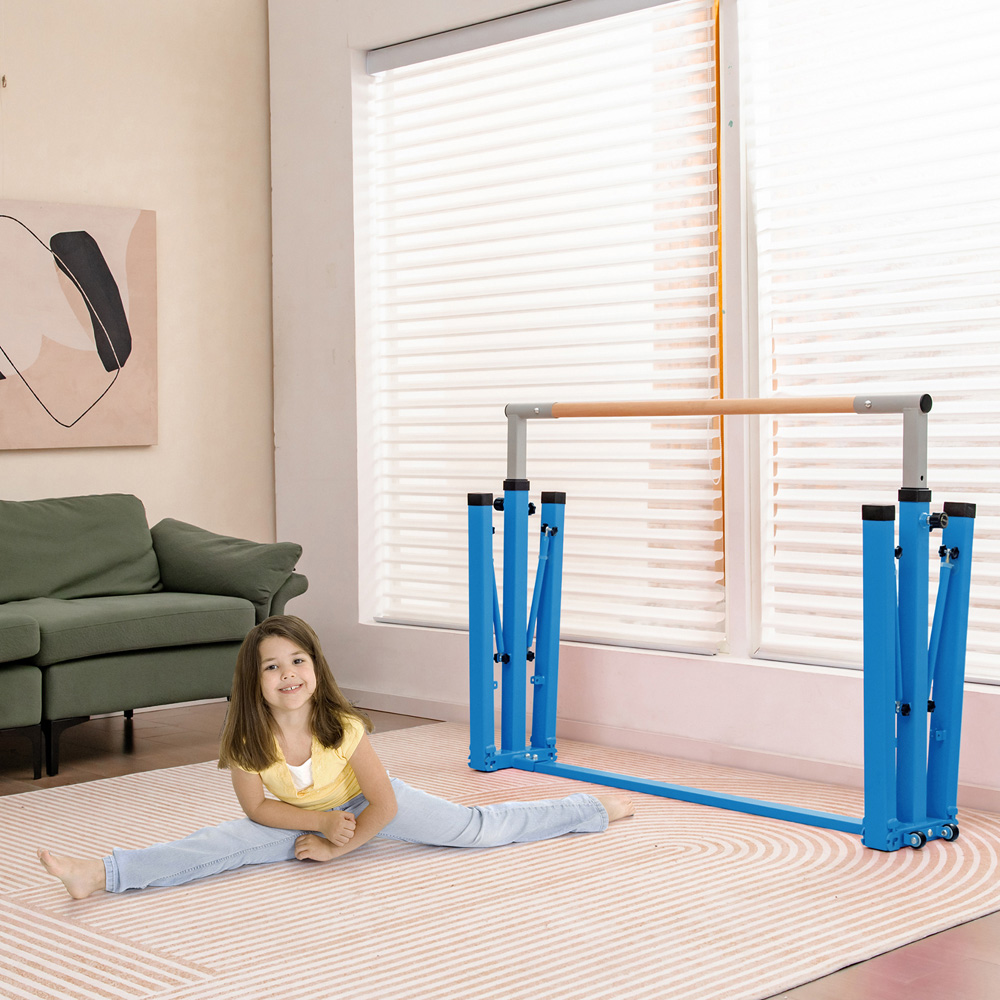 Costway Blue Kids Foldable Gymnastics Bar Image 4