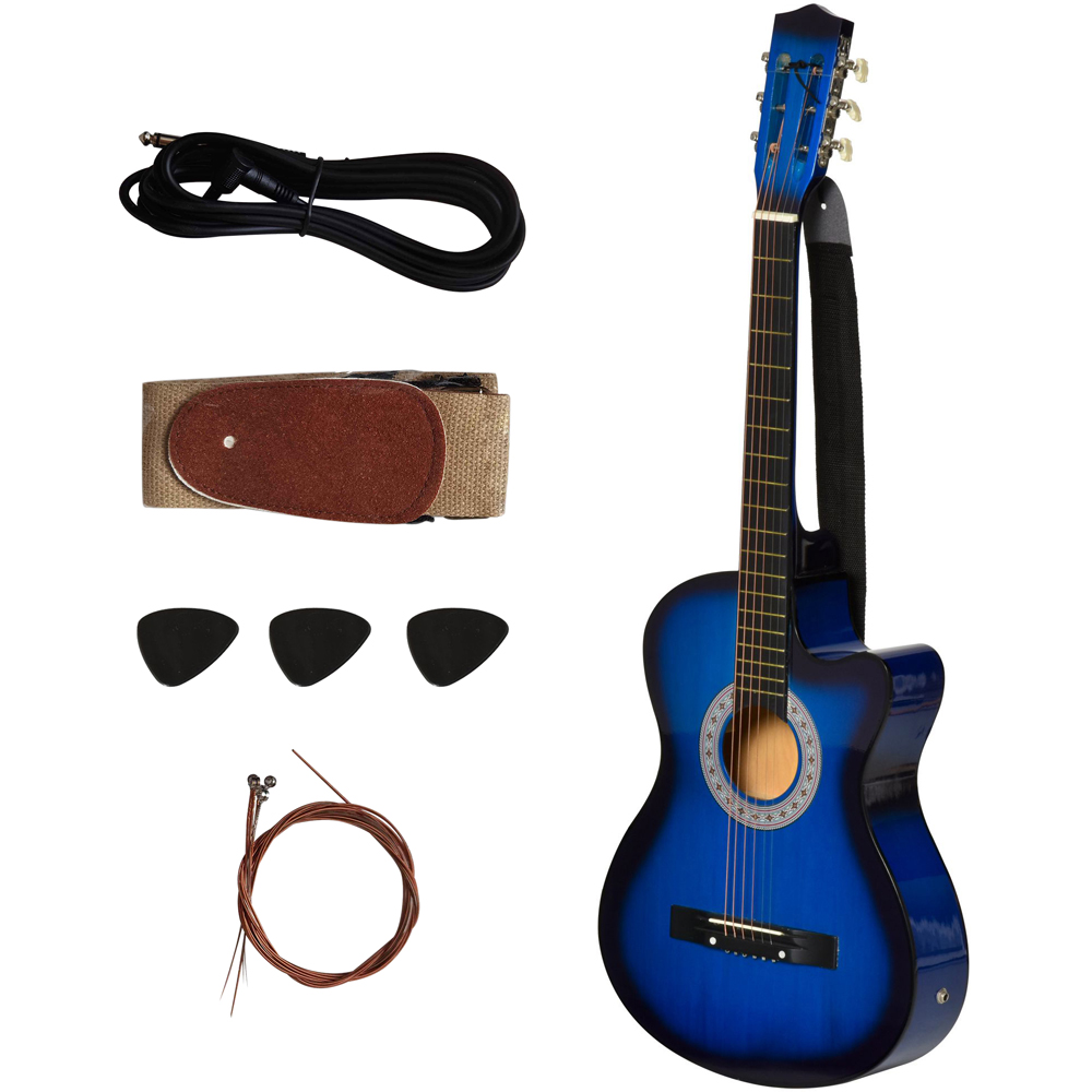 HOMCOM Blue Beginner Cutaway Acoustic Electric Guitar Image 3