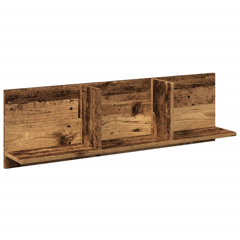 vidaXL 3 Shelf Old Wood Floating Wall Shelf Image 1
