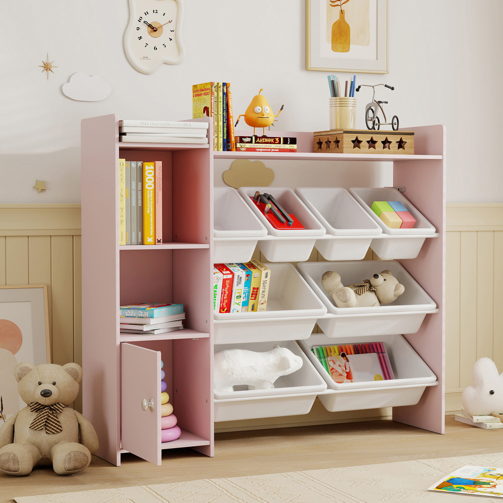 AIYAPLAY 8 Bins Pink Toy Storage Unit Image 3