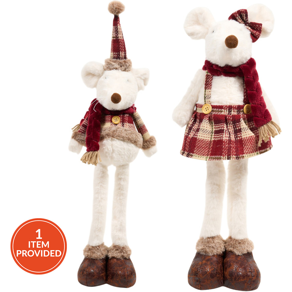 Traditional Plaid Winter Mouse Decoration Image 1