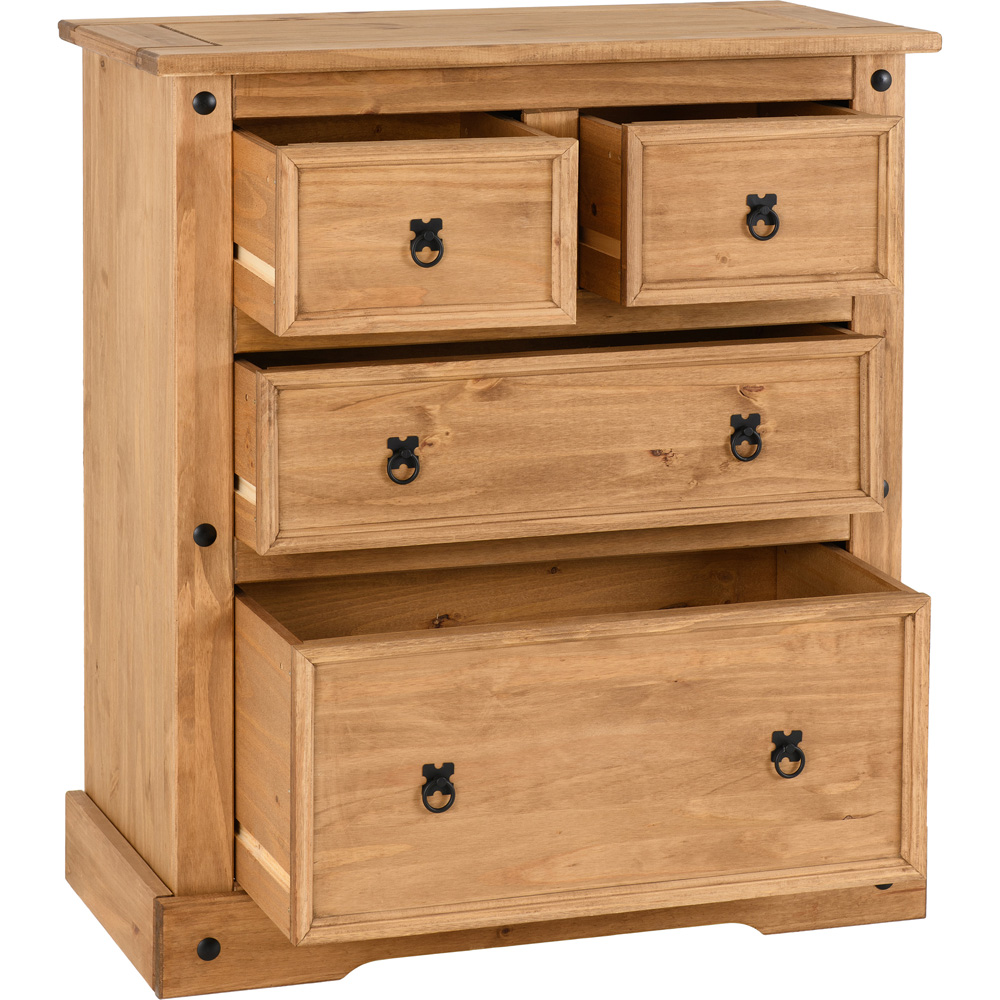 Seconique Corona 4 Drawer Distressed Waxed Pine Chest of Drawers Image 4