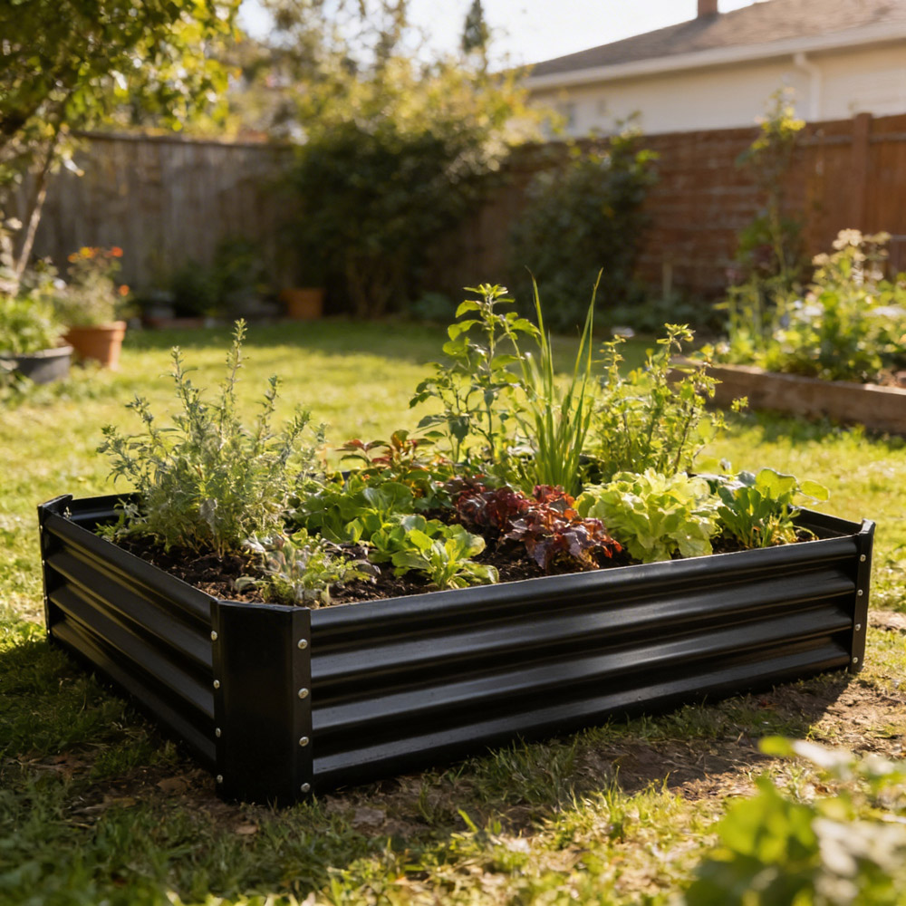 Harbour Housewares Anthracite Rectangle Galvanised Steel Raised Garden Bed 180 x 90cm 2 Pack Image 2