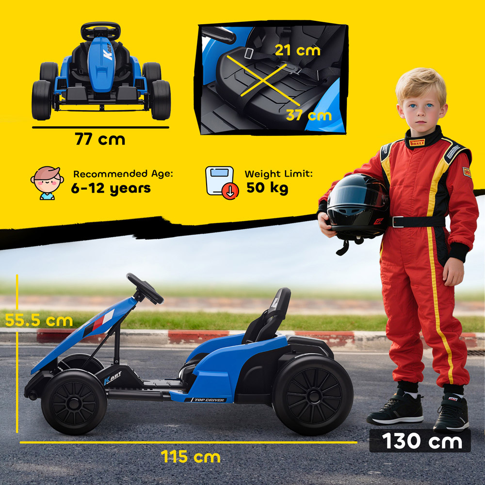 Tommy Toys AIYAPLAY Kids Blue Electric Ride One Go Kart with Drift Mode and Adjustable Seat 24V Image 9