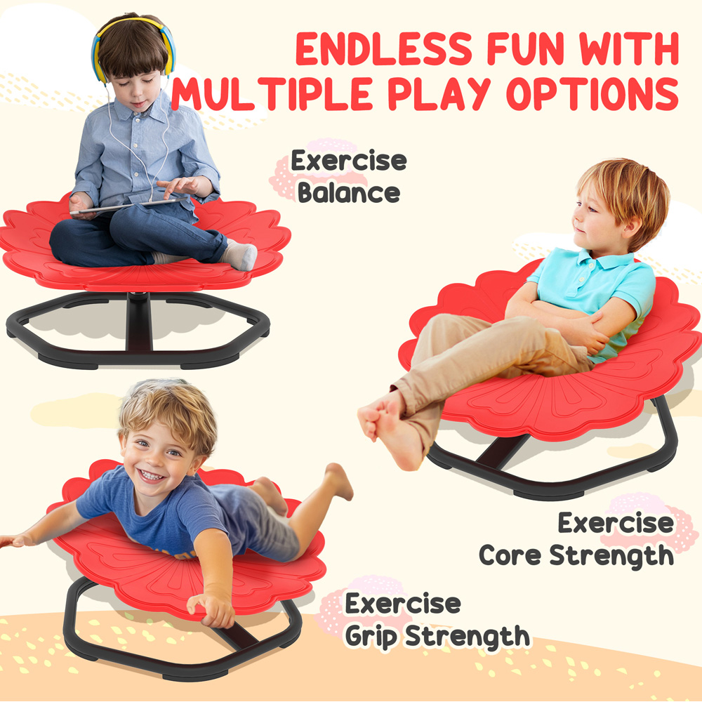 Tommy Toys Red Kids Flower Shaped Swivel Sensory Spinning Chair Image 8