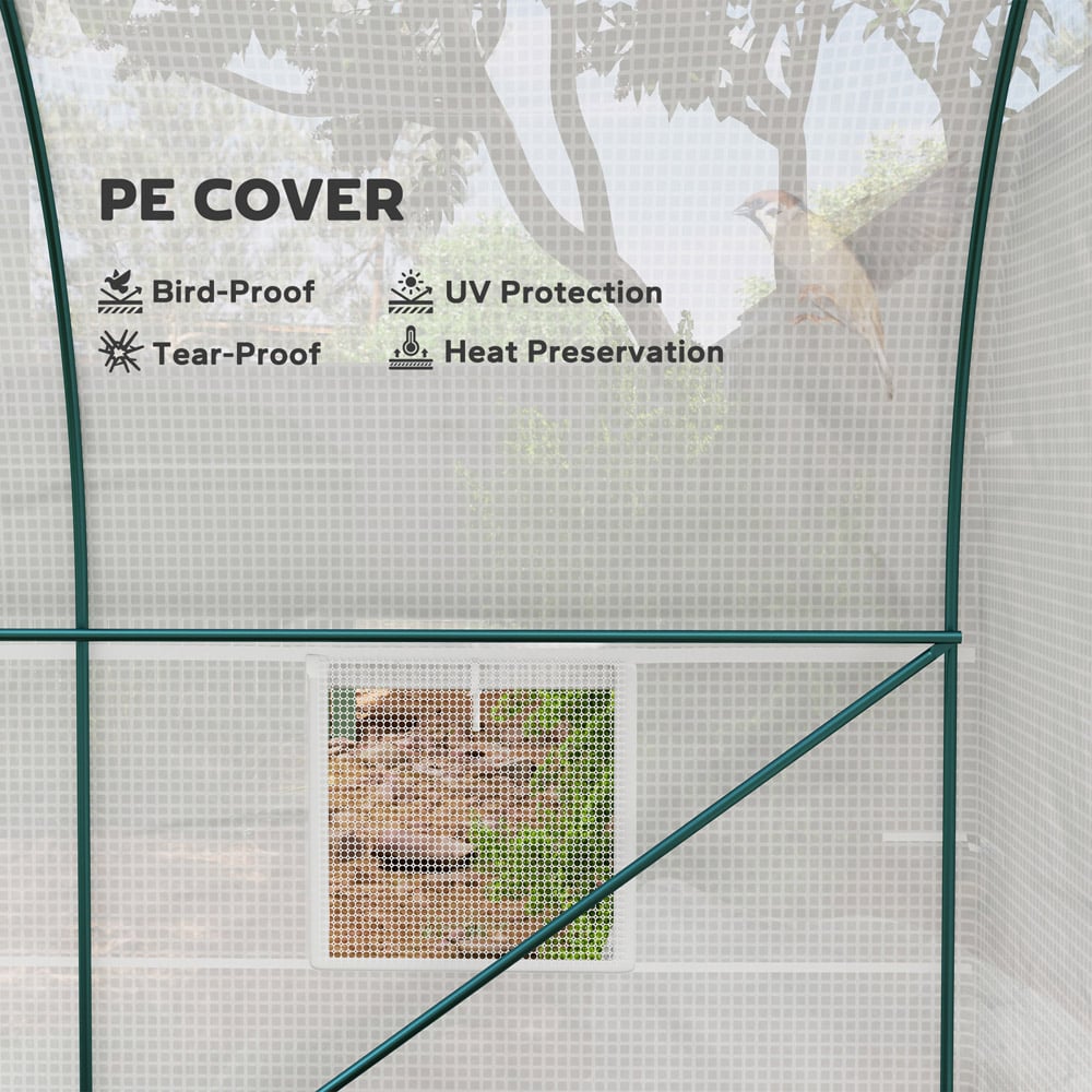 Outsunny 6.5 x 8.2ft Polytunnel Greenhouse with Roll-up Door and Window Image 4